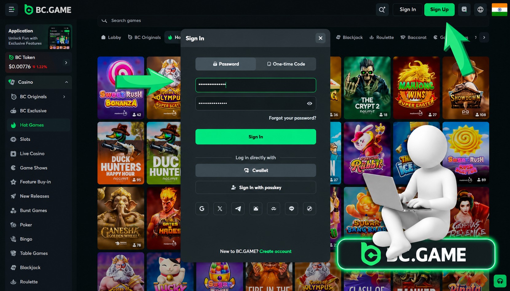 Where to find the official BC game login page